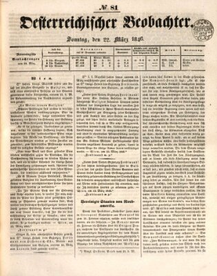 Der Oesterreichische Beobachter Sonntag 22. März 1846