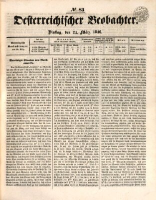 Der Oesterreichische Beobachter Dienstag 24. März 1846