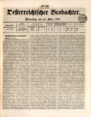 Der Oesterreichische Beobachter Donnerstag 26. März 1846