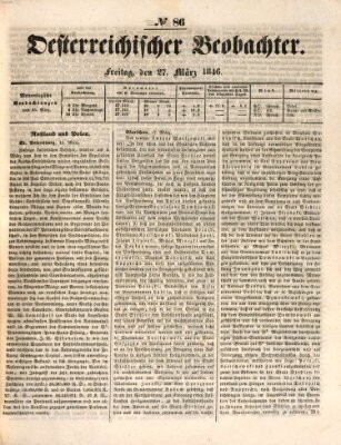 Der Oesterreichische Beobachter Freitag 27. März 1846