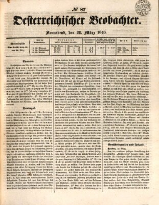 Der Oesterreichische Beobachter Samstag 28. März 1846