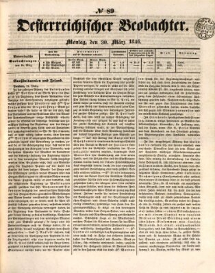 Der Oesterreichische Beobachter Montag 30. März 1846