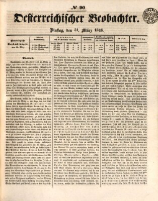 Der Oesterreichische Beobachter Dienstag 31. März 1846