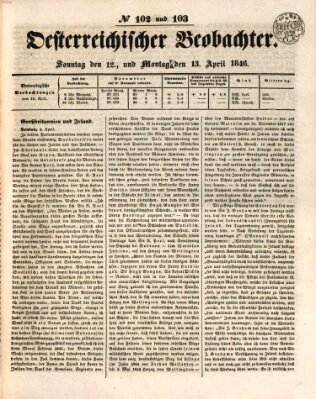 Der Oesterreichische Beobachter Montag 13. April 1846