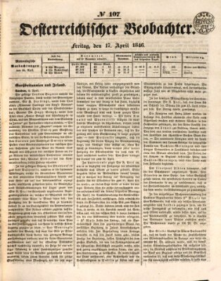 Der Oesterreichische Beobachter Freitag 17. April 1846