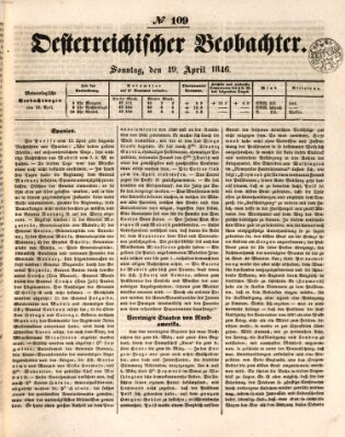 Der Oesterreichische Beobachter Sonntag 19. April 1846