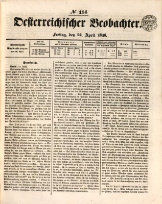 Der Oesterreichische Beobachter Freitag 24. April 1846