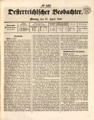 Der Oesterreichische Beobachter Montag 27. April 1846