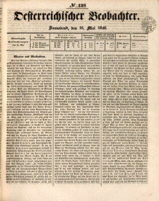 Der Oesterreichische Beobachter Samstag 16. Mai 1846