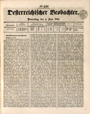 Der Oesterreichische Beobachter Donnerstag 4. Juni 1846