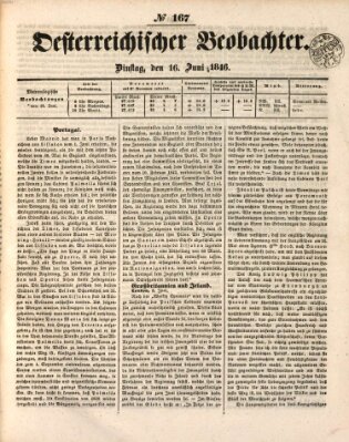 Der Oesterreichische Beobachter Dienstag 16. Juni 1846