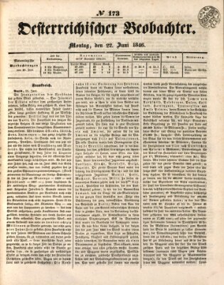 Der Oesterreichische Beobachter Montag 22. Juni 1846