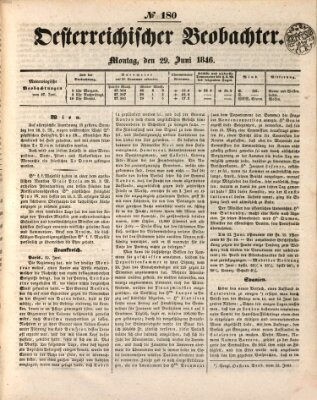 Der Oesterreichische Beobachter Montag 29. Juni 1846