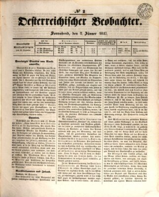 Der Oesterreichische Beobachter Samstag 2. Januar 1847