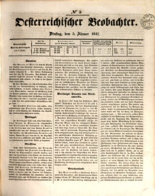 Der Oesterreichische Beobachter Dienstag 5. Januar 1847