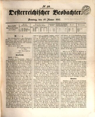 Der Oesterreichische Beobachter Sonntag 10. Januar 1847