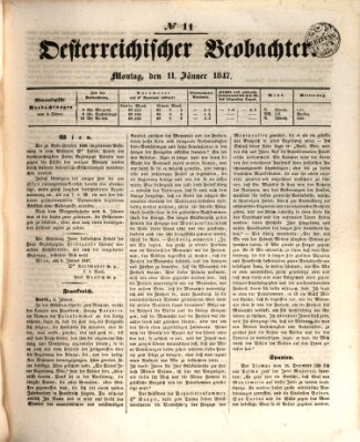 Der Oesterreichische Beobachter Montag 11. Januar 1847