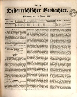 Der Oesterreichische Beobachter Mittwoch 13. Januar 1847