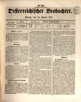 Der Oesterreichische Beobachter Freitag 15. Januar 1847