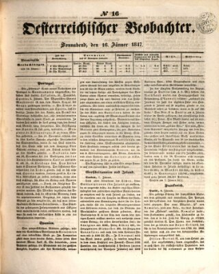 Der Oesterreichische Beobachter Samstag 16. Januar 1847