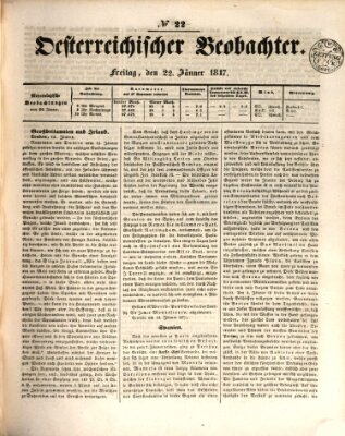 Der Oesterreichische Beobachter Freitag 22. Januar 1847