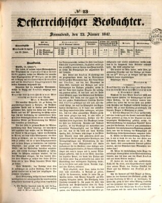 Der Oesterreichische Beobachter Samstag 23. Januar 1847