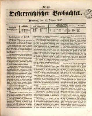 Der Oesterreichische Beobachter Mittwoch 27. Januar 1847