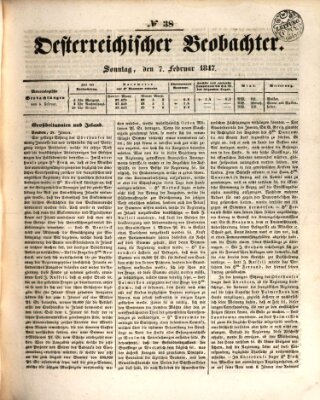 Der Oesterreichische Beobachter Sonntag 7. Februar 1847