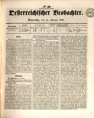 Der Oesterreichische Beobachter Donnerstag 11. Februar 1847