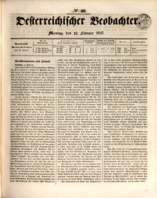 Der Oesterreichische Beobachter Montag 15. Februar 1847