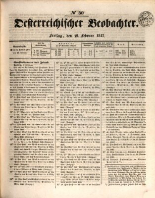 Der Oesterreichische Beobachter Freitag 19. Februar 1847