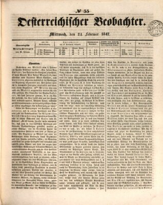 Der Oesterreichische Beobachter Mittwoch 24. Februar 1847