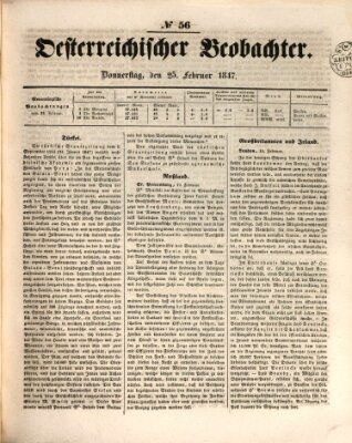 Der Oesterreichische Beobachter Donnerstag 25. Februar 1847