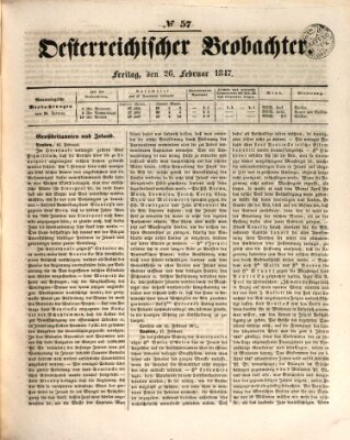 Der Oesterreichische Beobachter Freitag 26. Februar 1847