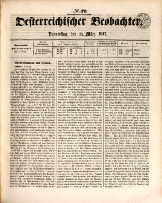 Der Oesterreichische Beobachter Donnerstag 11. März 1847