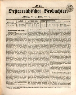 Der Oesterreichische Beobachter Montag 15. März 1847