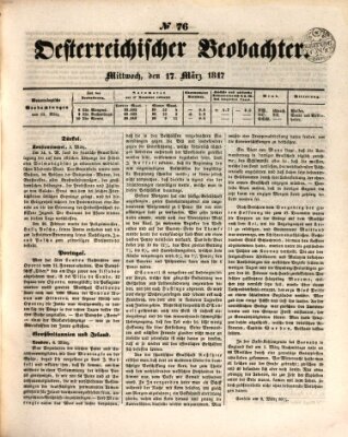 Der Oesterreichische Beobachter Mittwoch 17. März 1847