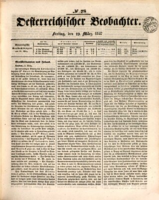 Der Oesterreichische Beobachter Freitag 19. März 1847