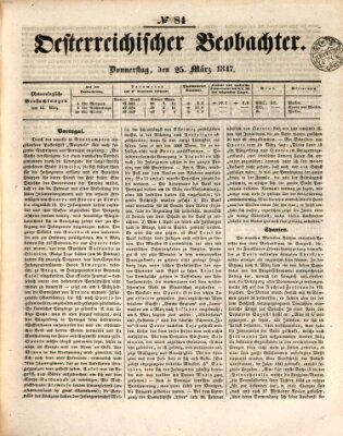 Der Oesterreichische Beobachter Donnerstag 25. März 1847