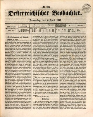 Der Oesterreichische Beobachter Donnerstag 8. April 1847