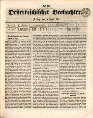 Der Oesterreichische Beobachter Freitag 9. April 1847