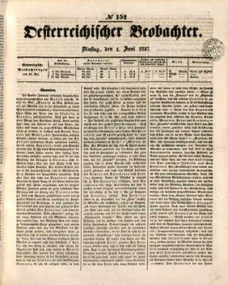 Der Oesterreichische Beobachter Dienstag 1. Juni 1847