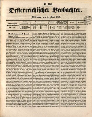 Der Oesterreichische Beobachter Mittwoch 9. Juni 1847