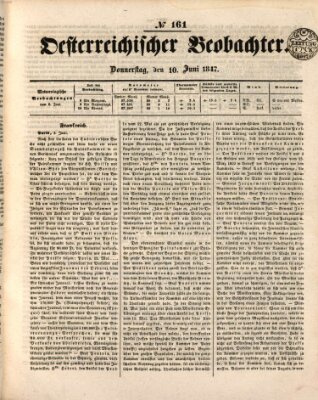 Der Oesterreichische Beobachter Donnerstag 10. Juni 1847