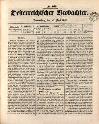 Der Oesterreichische Beobachter Donnerstag 17. Juni 1847