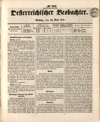 Der Oesterreichische Beobachter Dienstag 22. Juni 1847