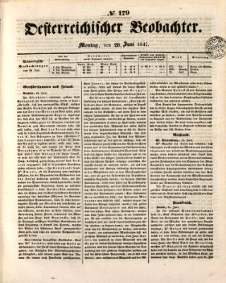 Der Oesterreichische Beobachter Montag 28. Juni 1847