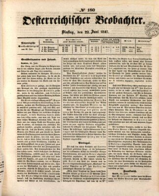 Der Oesterreichische Beobachter Dienstag 29. Juni 1847