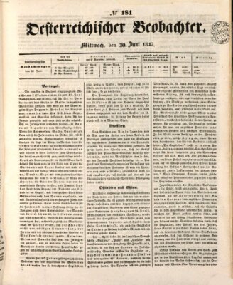 Der Oesterreichische Beobachter Mittwoch 30. Juni 1847