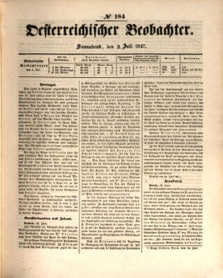 Der Oesterreichische Beobachter Samstag 3. Juli 1847